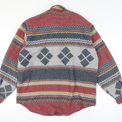 Benetton Blue Family Men’s M Multicolour Wool Blend Argyle Overshirt