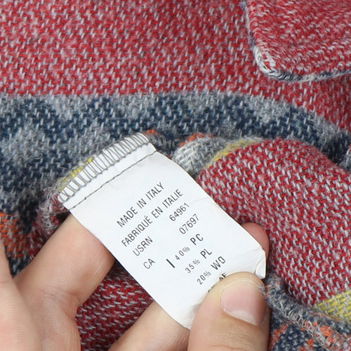 Benetton Blue Family Men’s M Multicolour Wool Blend Argyle Overshirt