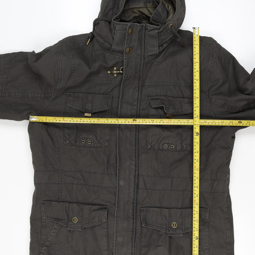 Angelo Litrico Men’s Size L Black Military Hooded Canvas Full Zip Jacket