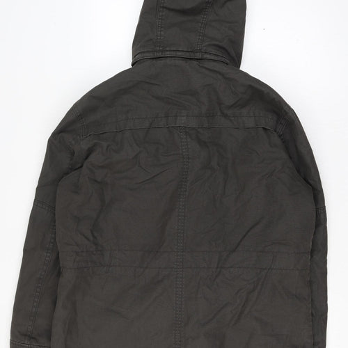 Angelo Litrico Men’s Size L Black Military Hooded Canvas Full Zip Jacket
