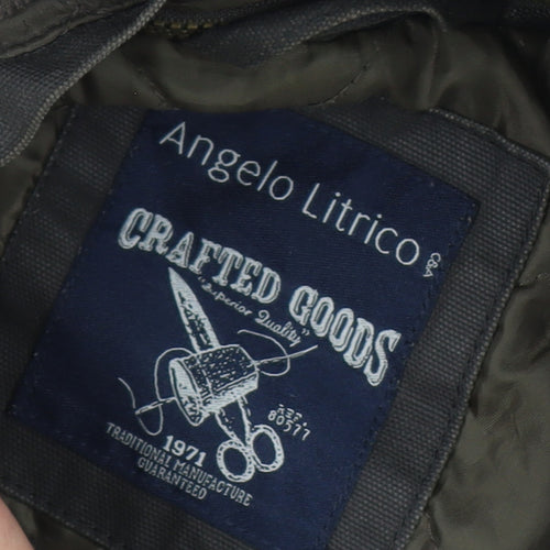 Angelo Litrico Men’s Size L Black Military Hooded Canvas Full Zip Jacket