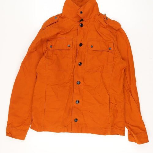MA.STRUM Men’s Orange L Military Field Jacket Stand Collar Cotton