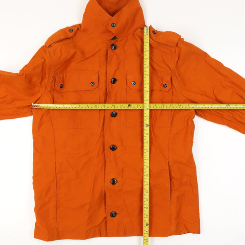 MA.STRUM Men’s Orange L Military Field Jacket Stand Collar Cotton