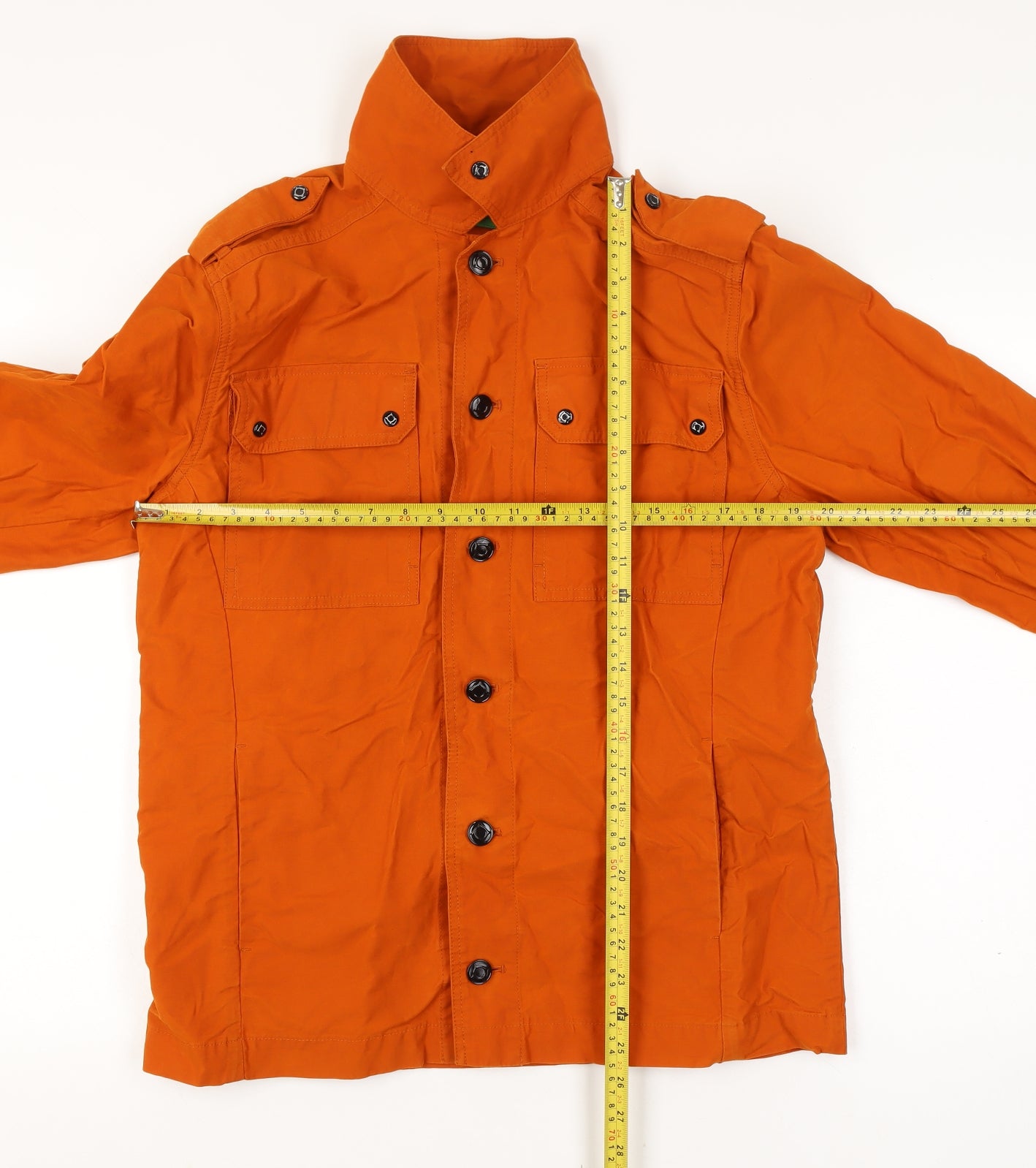 MA.STRUM Men’s Orange L Military Field Jacket Stand Collar Cotton