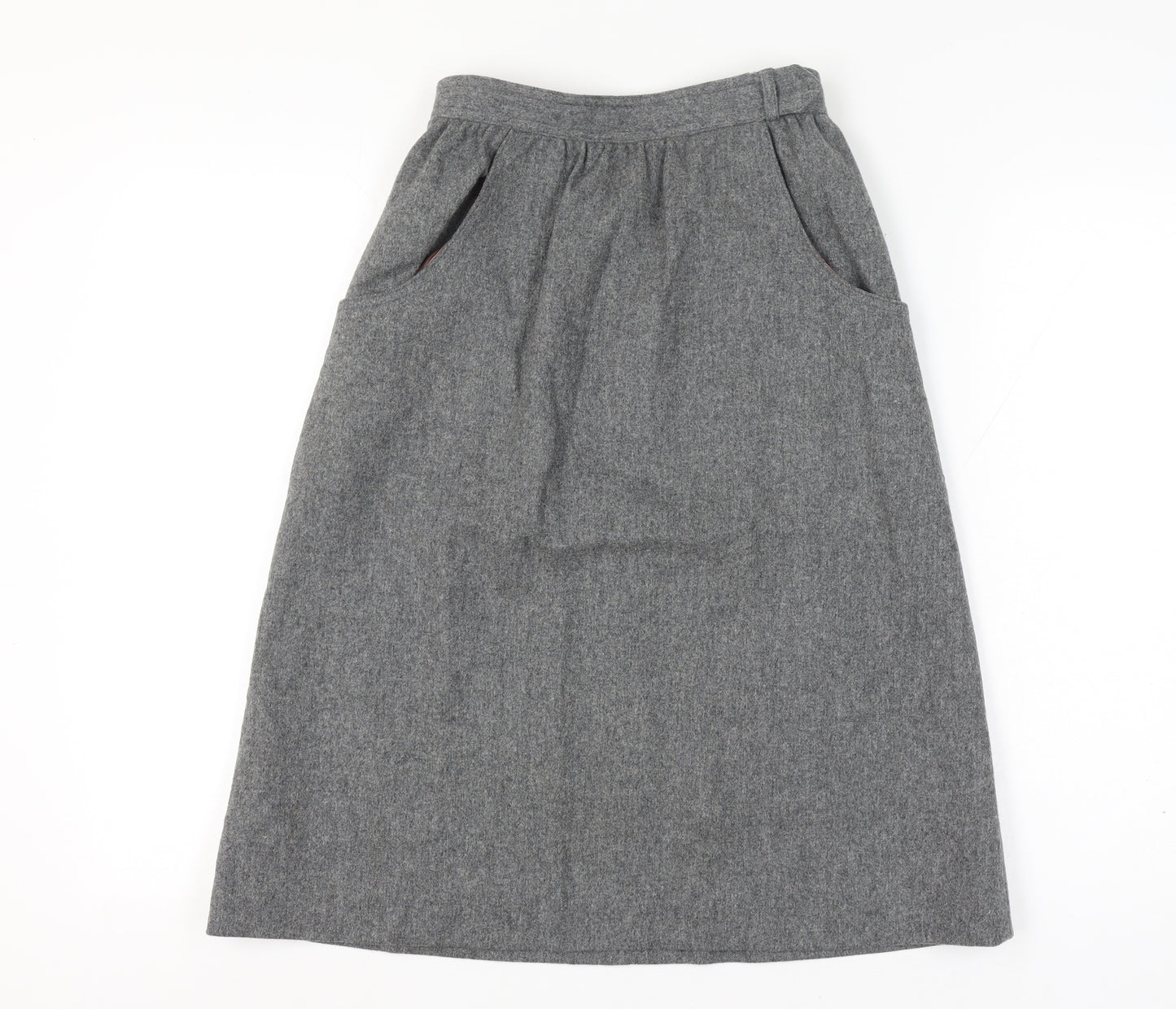 Paniner Women Waist 24 Grey Size Unlabelled Wool A-Line Midi Skirt