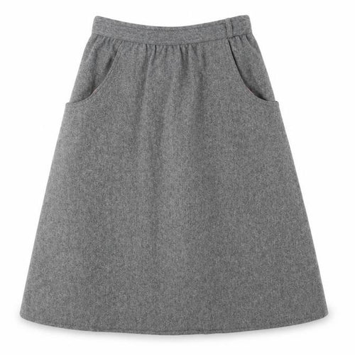 Paniner Women Waist 24 Grey Size Unlabelled Wool A-Line Midi Skirt