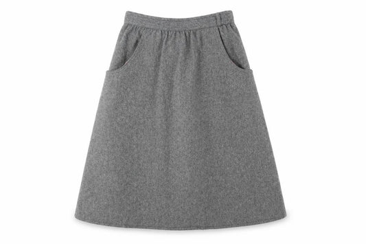 Paniner Women Waist 24 Grey Size Unlabelled Wool A-Line Midi Skirt