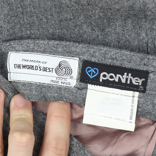 Paniner Women Waist 24 Grey Size Unlabelled Wool A-Line Midi Skirt