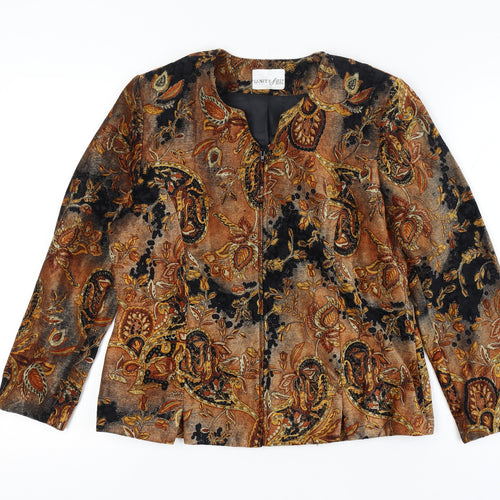 Vanity Fair Women’s Multicoloured Size 10 Petite Paisley Velvet Zip Jacket