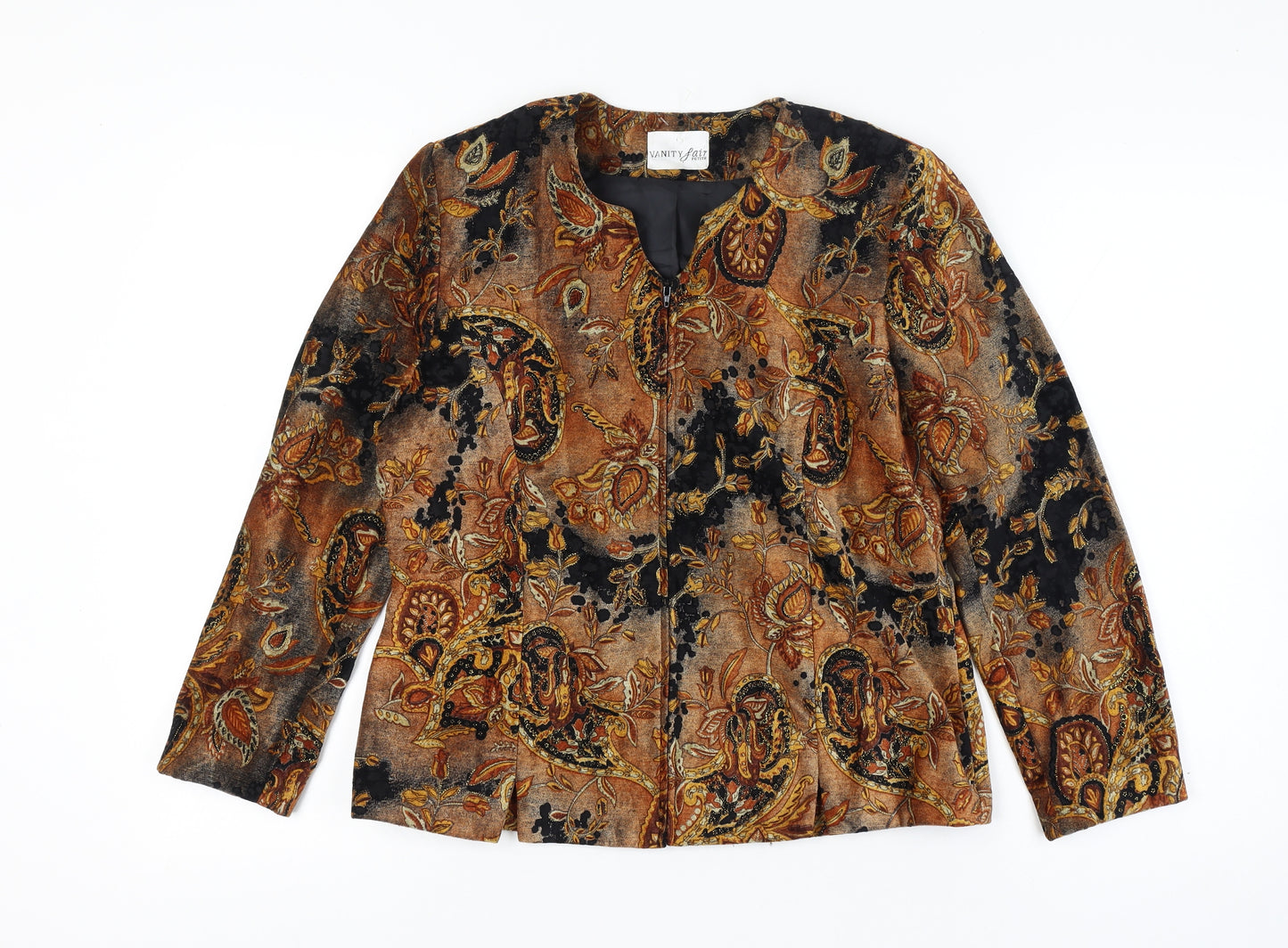 Vanity Fair Women’s Multicoloured Size 10 Petite Paisley Velvet Zip Jacket