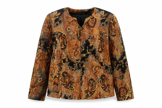 Vanity Fair Women’s Multicoloured Size 10 Petite Paisley Velvet Zip Jacket