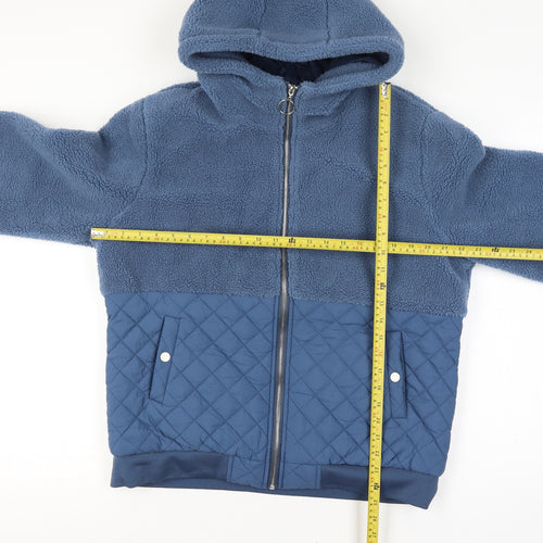 Moolbyoungzari Unisex Size L Blue Hooded Teddy Quilted Puffer Jacket