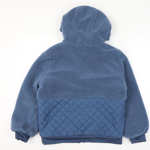 Moolbyoungzari Unisex Size L Blue Hooded Teddy Quilted Puffer Jacket