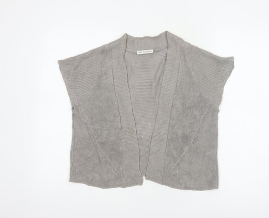 Marks & Spencer Women Grey UK 12 Linen Kimono Knit Open Blouse