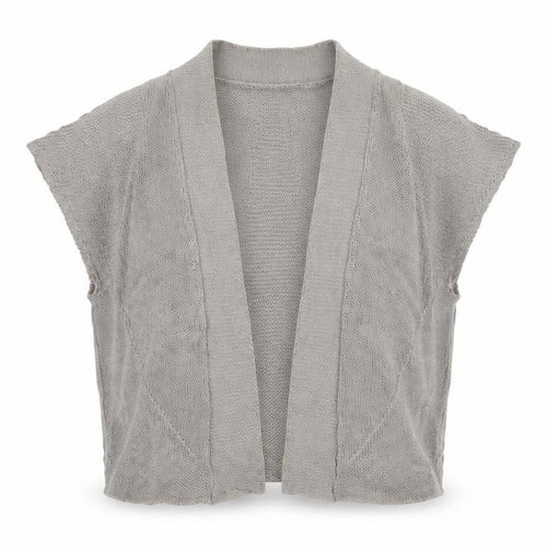 Marks & Spencer Women Grey UK 12 Linen Kimono Knit Open Blouse