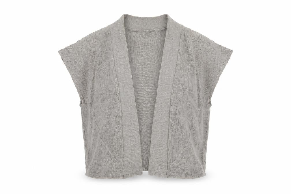 Marks & Spencer Women Grey UK 12 Linen Kimono Knit Open Blouse