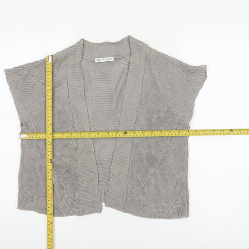 Marks & Spencer Women Grey UK 12 Linen Kimono Knit Open Blouse