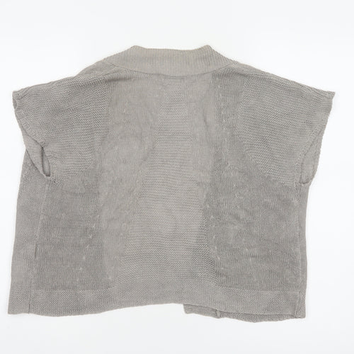 Marks & Spencer Women Grey UK 12 Linen Kimono Knit Open Blouse