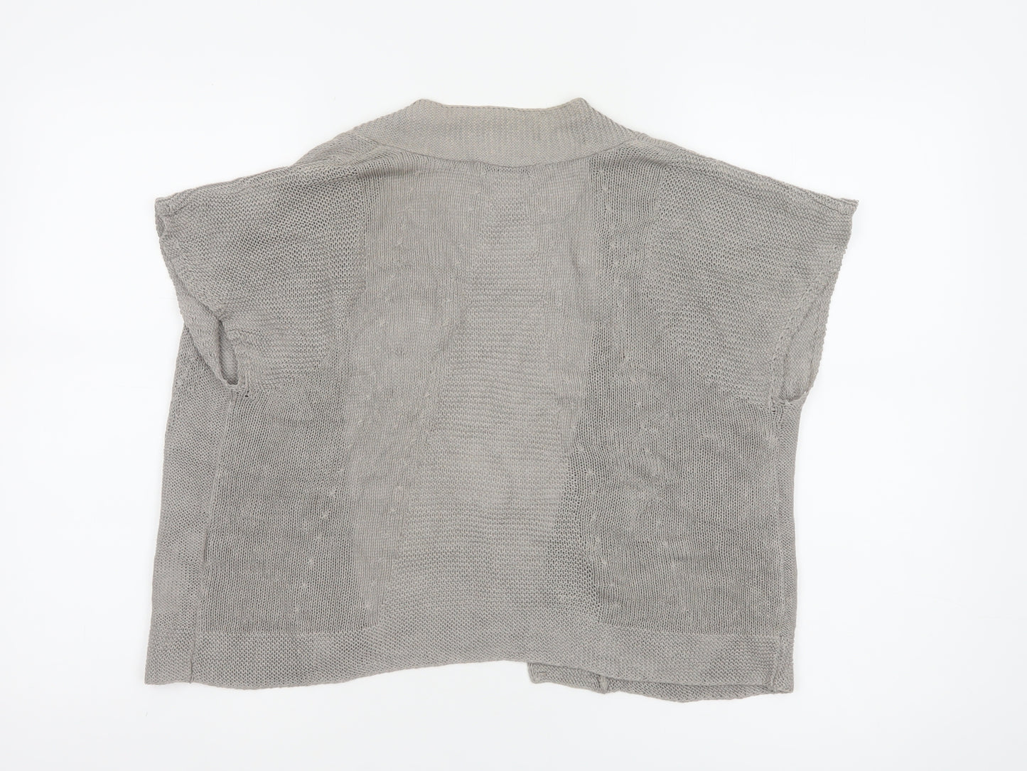 Marks & Spencer Women Grey UK 12 Linen Kimono Knit Open Blouse