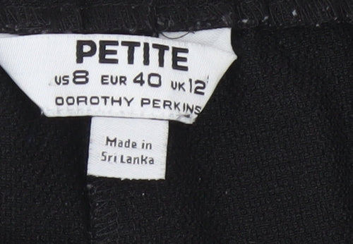 Dorothy Perkins Women Black Petite UK 12 Tapered Drawstring Joggers