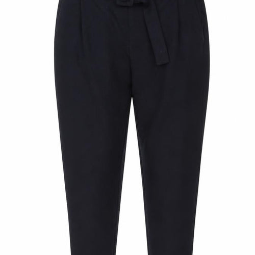 M&S Women Navy UK 16 Short Belted Tapered Pleated Trousers