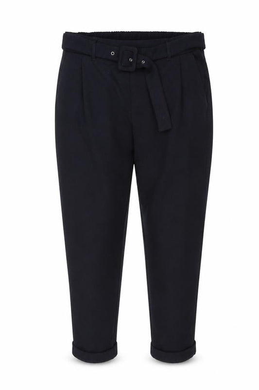 M&S Women Navy UK 16 Short Belted Tapered Pleated Trousers