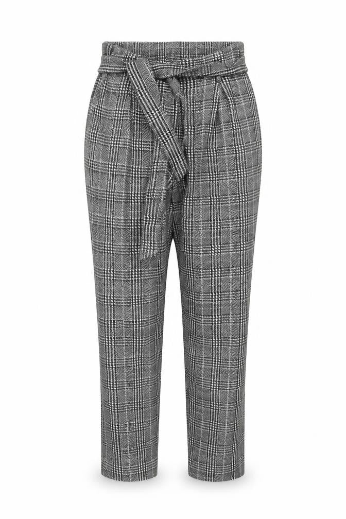 River Island Women Grey Check Paperbag Tapered Trousers Size 10R