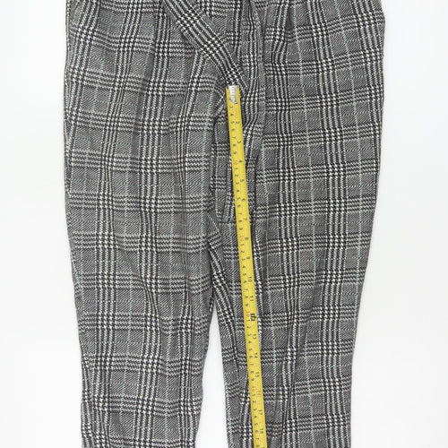 River Island Women Grey Check Paperbag Tapered Trousers Size 10R