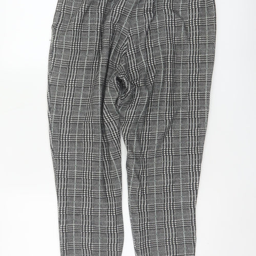 River Island Women Grey Check Paperbag Tapered Trousers Size 10R