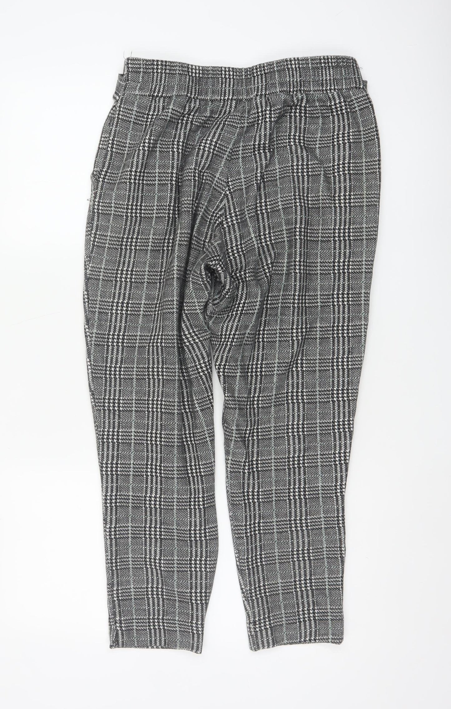 River Island Women Grey Check Paperbag Tapered Trousers Size 10R