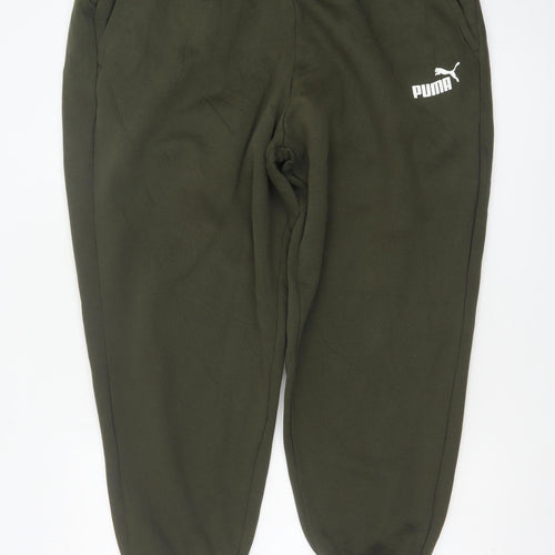 Puma Women Green XXL Jogger Sweatpants Elastic Waist Logo Pockets