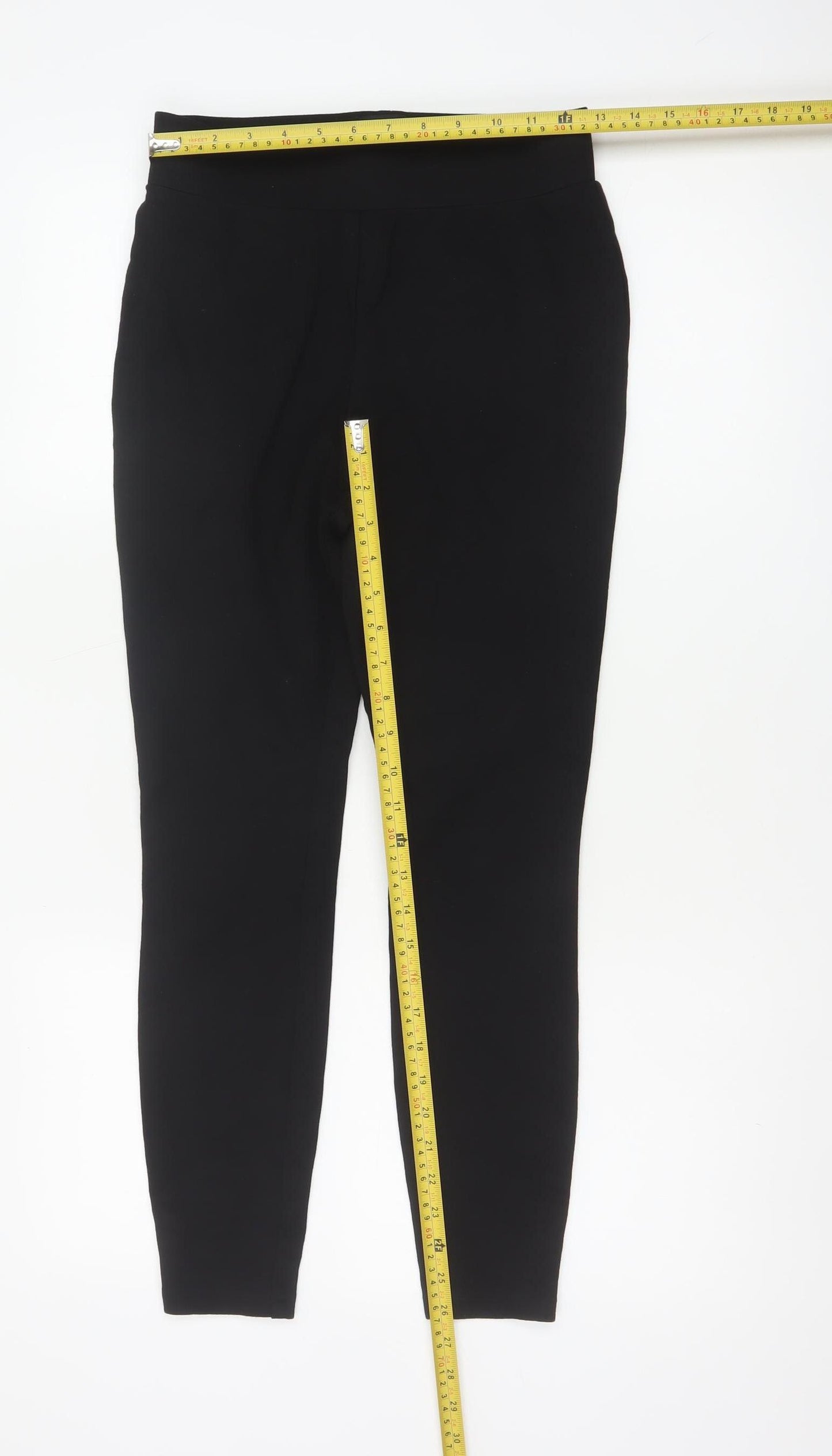 Next Women Black UK 12 Tall High Rise Tapered Stretch Trousers