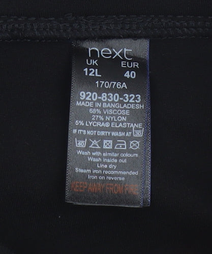 Next Women Black UK 12 Tall High Rise Tapered Stretch Trousers