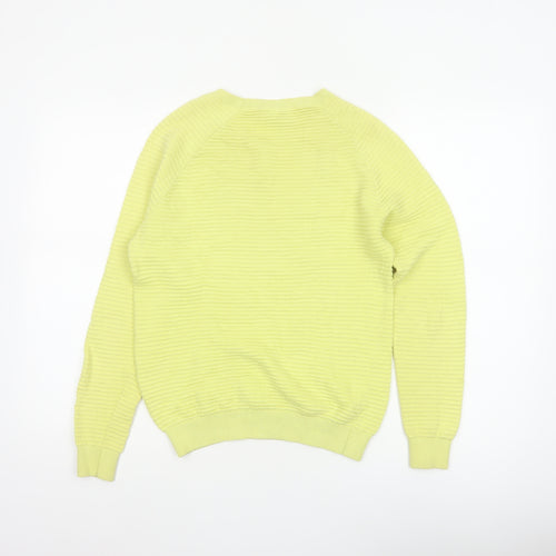 ASOS Women Yellow UK 8 Ribbed Cotton Crew Neck Long Sleeve Pullover Jumper