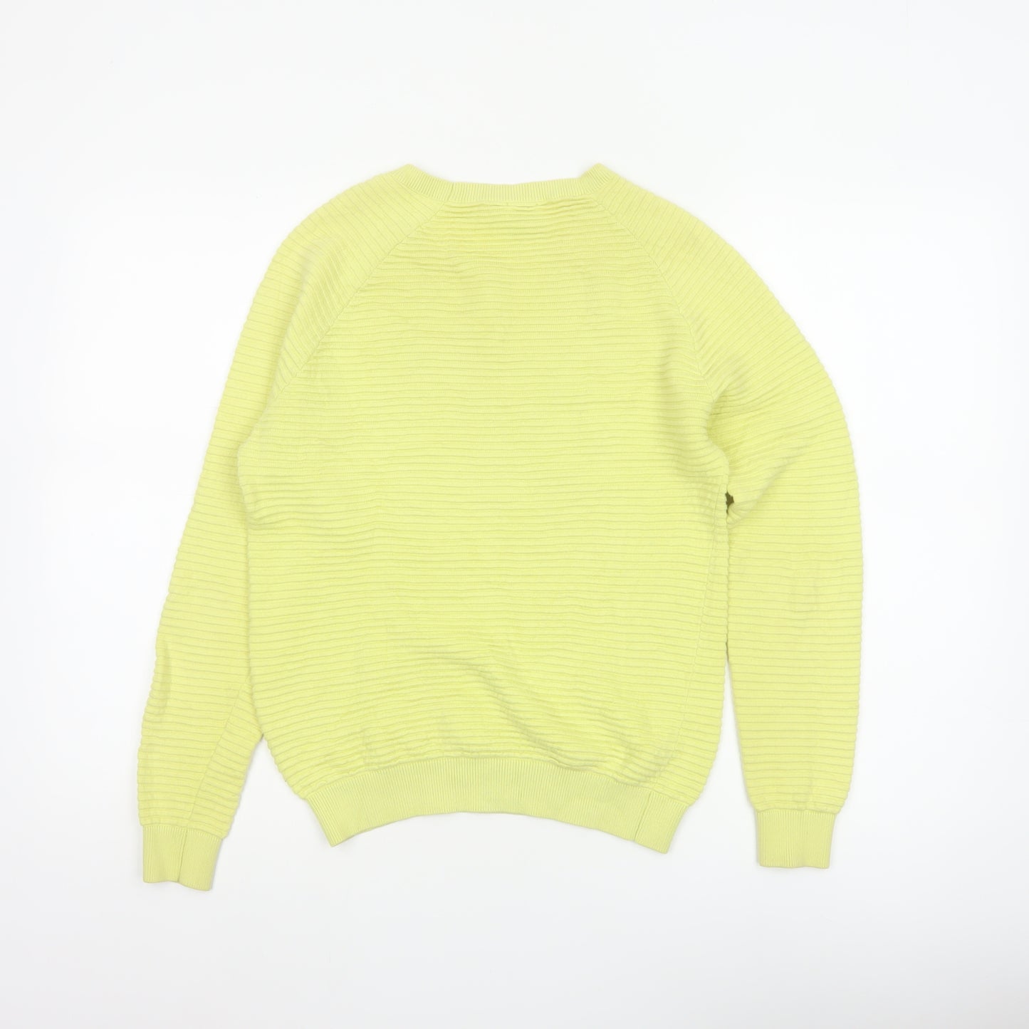 ASOS Women Yellow UK 8 Ribbed Cotton Crew Neck Long Sleeve Pullover Jumper