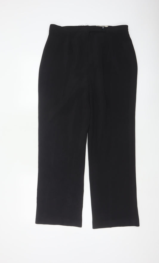 St Bernard Women Black Size 16 High Rise Straight Leg Dress Trousers
