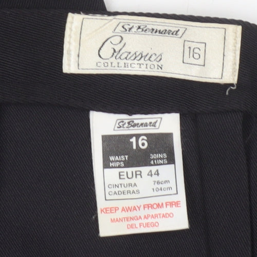 St Bernard Women Black Size 16 High Rise Straight Leg Dress Trousers