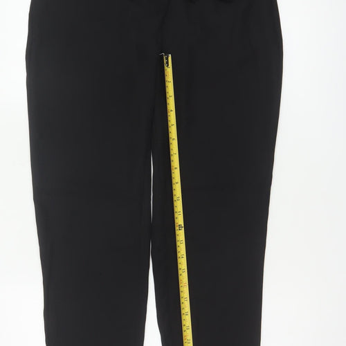 Zara Basic Women Black S High Rise Tapered Tie Belt Trousers