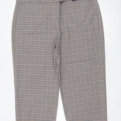 Marks and Spencer Women Multicoloured UK 22 Check Belted Ankle Trousers