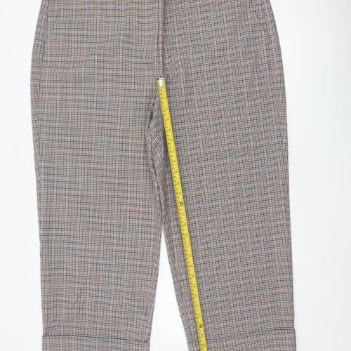 Marks and Spencer Women Multicoloured UK 22 Check Belted Ankle Trousers