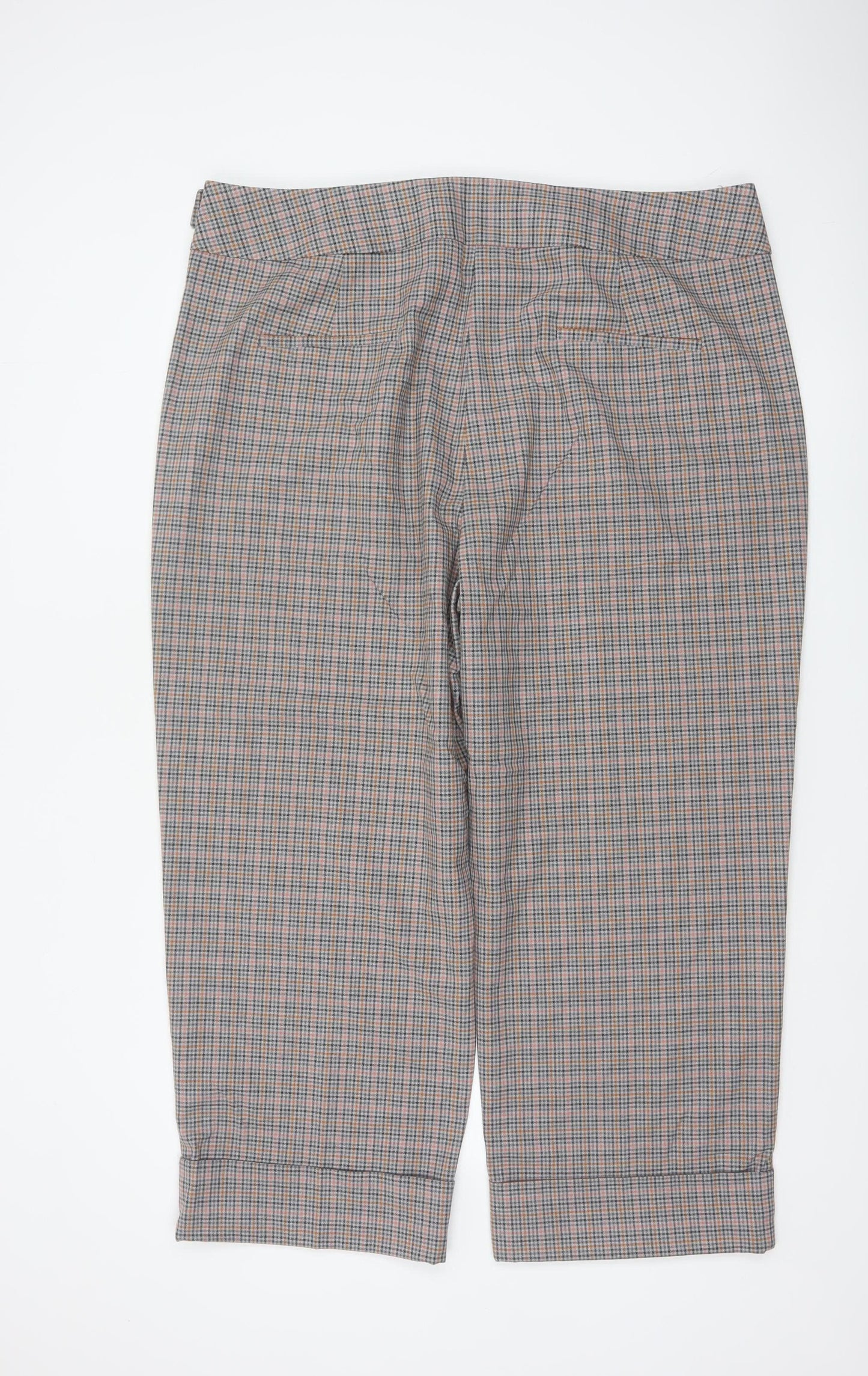 Marks and Spencer Women Multicoloured UK 22 Check Belted Ankle Trousers