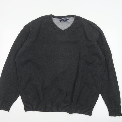 Maine New England Men Black 2XL V-Neck Cotton Knit Pullover Jumper