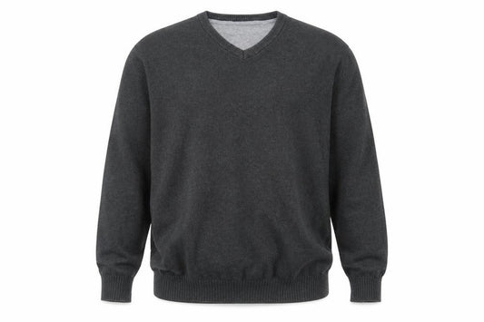 Maine New England Men Black 2XL V-Neck Cotton Knit Pullover Jumper