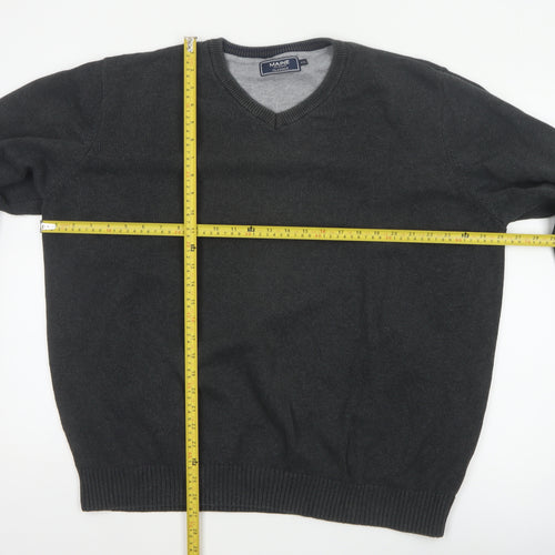 Maine New England Men Black 2XL V-Neck Cotton Knit Pullover Jumper