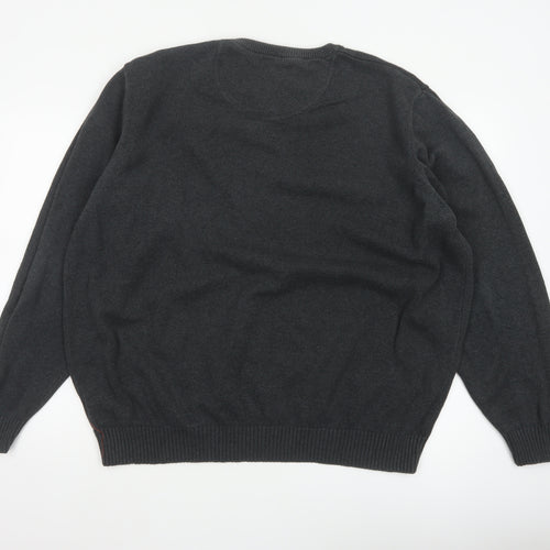 Maine New England Men Black 2XL V-Neck Cotton Knit Pullover Jumper
