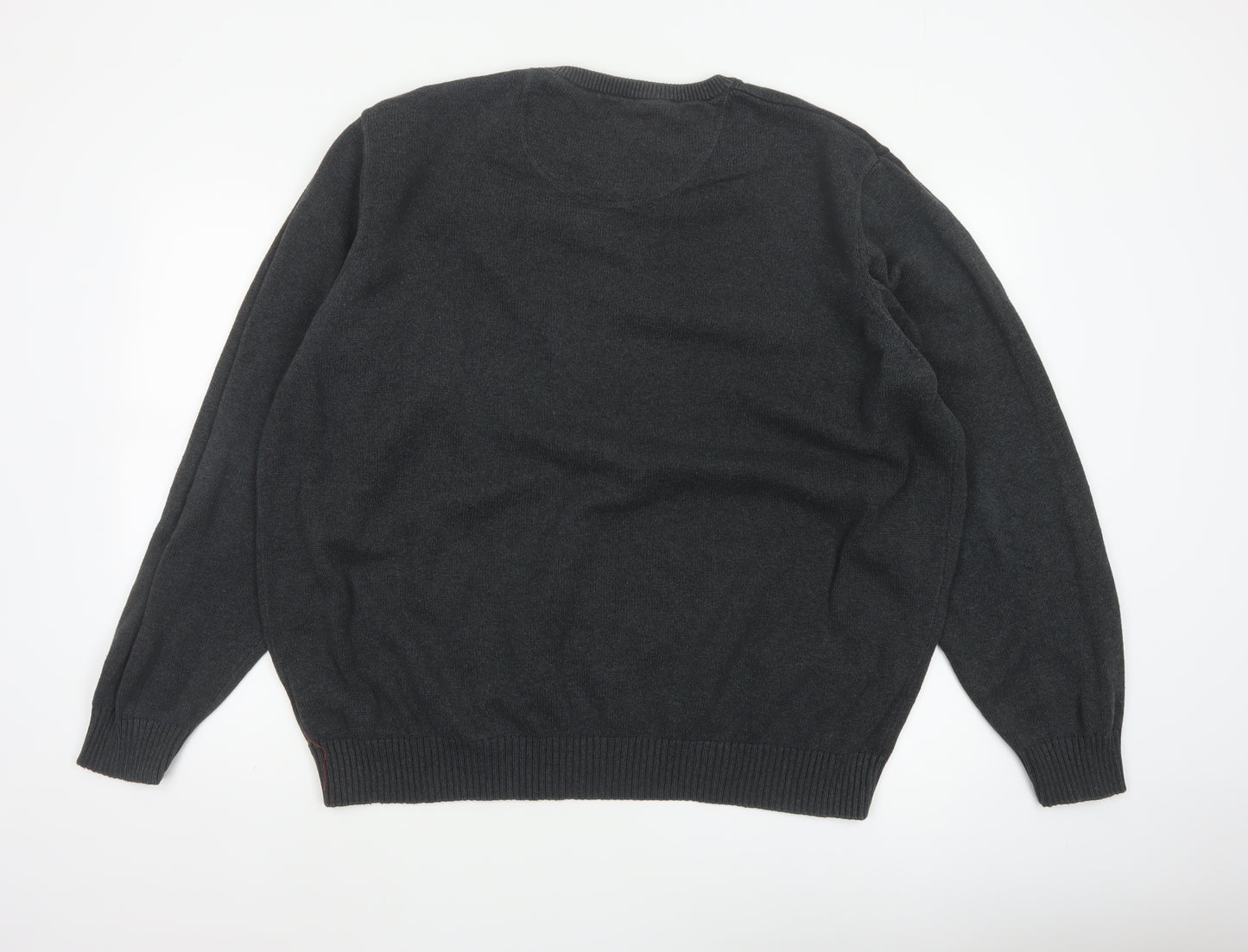Maine New England Men Black 2XL V-Neck Cotton Knit Pullover Jumper