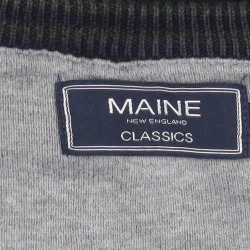 Maine New England Men Black 2XL V-Neck Cotton Knit Pullover Jumper