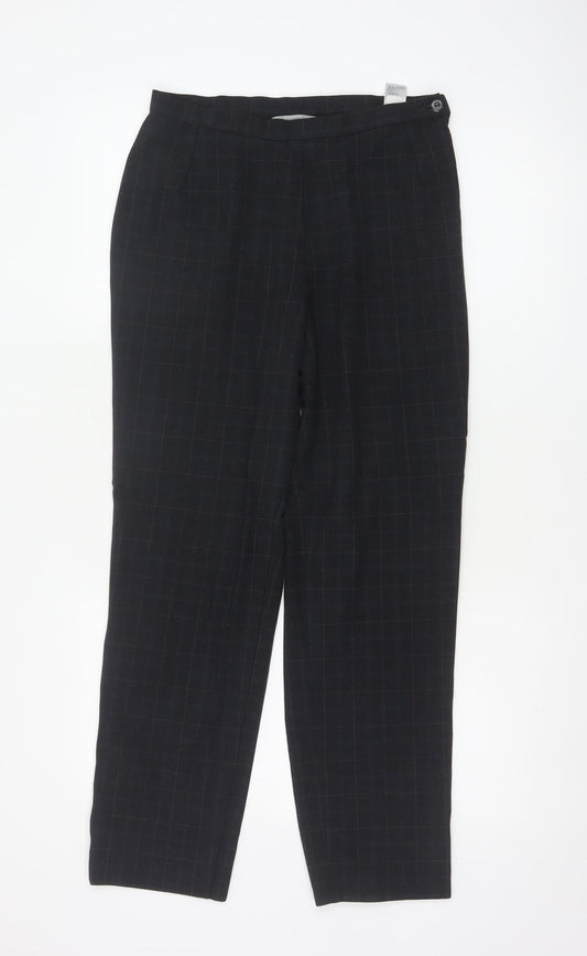 Marks & Spencer Women Black Check Tapered Dress Trousers UK 12