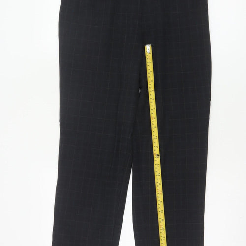 Marks & Spencer Women Black Check Tapered Dress Trousers UK 12