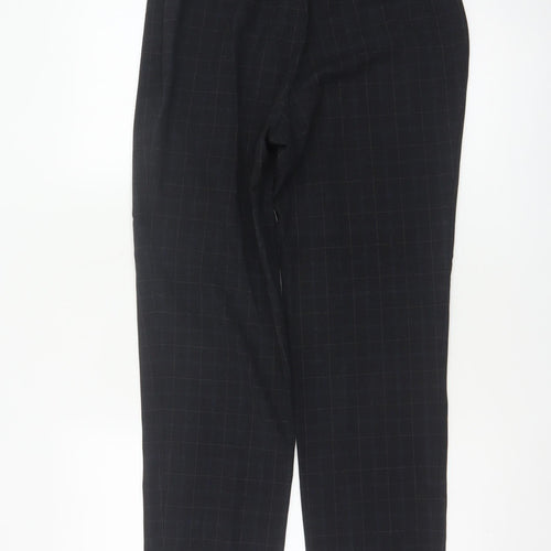 Marks & Spencer Women Black Check Tapered Dress Trousers UK 12
